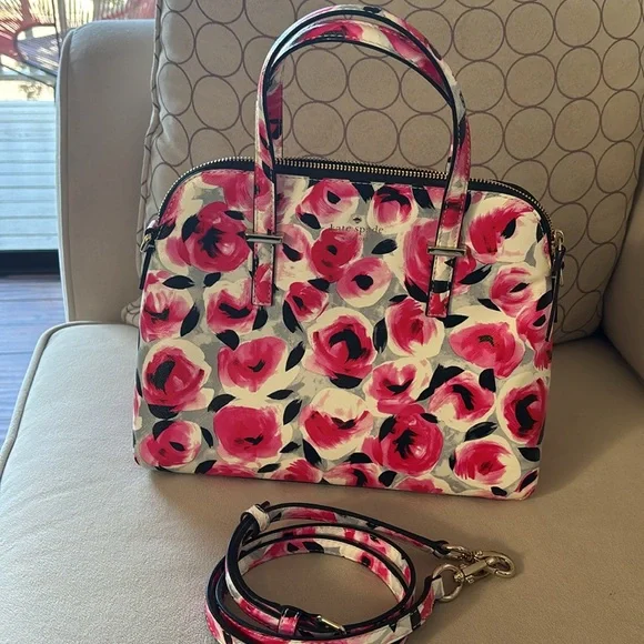 Kate Spade | Cedar street Maise Floral Pink and Black Handbag - Picture 2 of 11